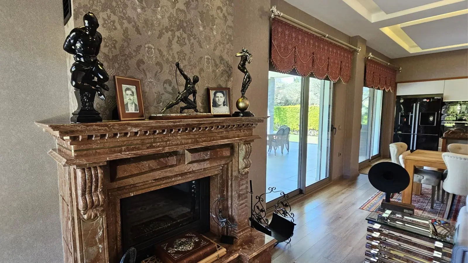 Large fireplace